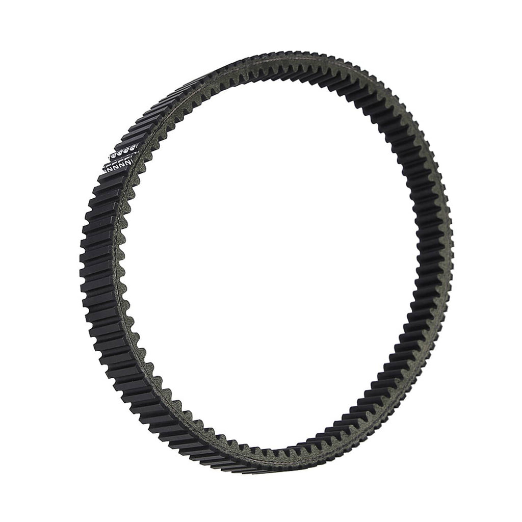 Black ribbed drive belt loop, partial side view