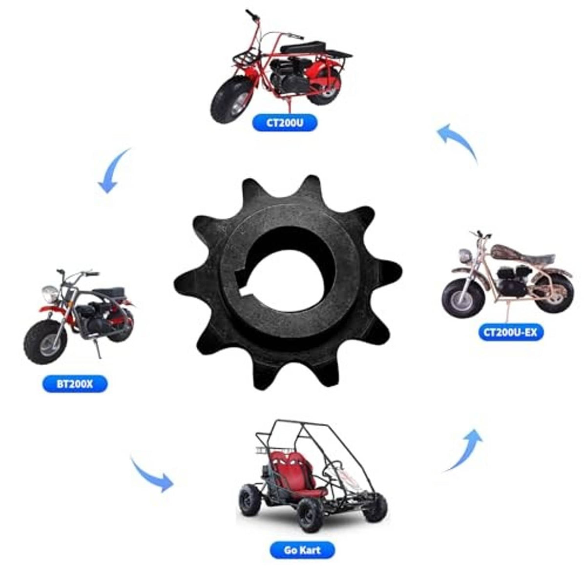 10-tooth chain sprocket with center bore for chain drive, dark steel