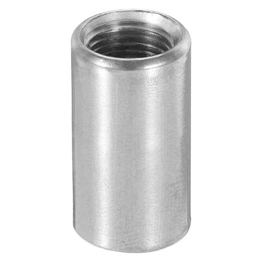 Stainless steel female weld coupling, close-up of internal NPT threads
