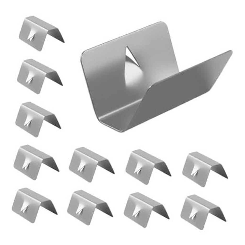 Silver metal rain guard window clips, 12-piece set of deflector clips