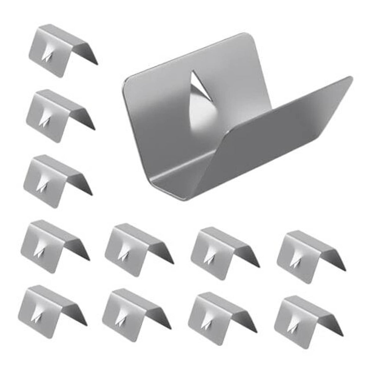 Silver metal rain guard window clips, 12-piece set of deflector clips