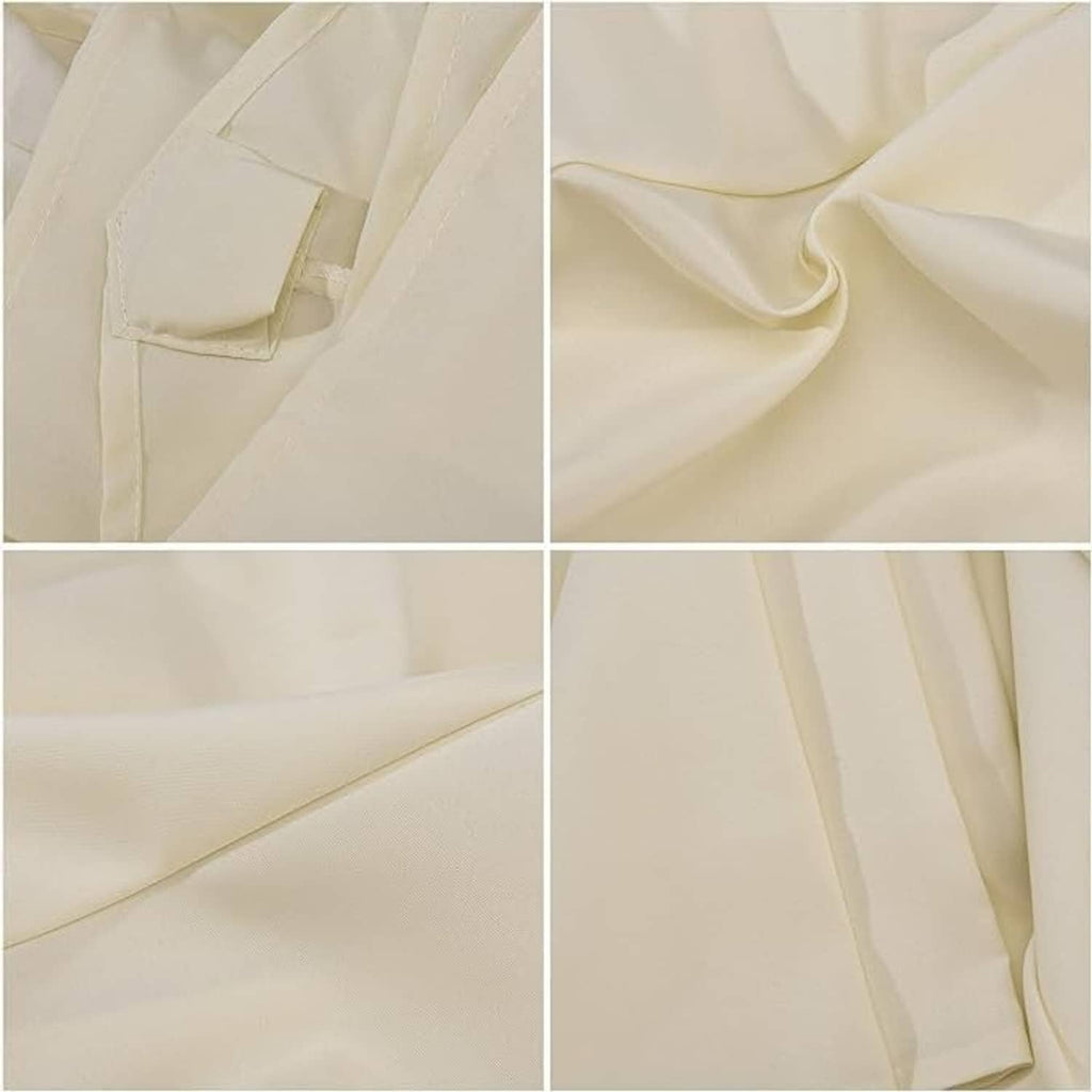 Cream canopy fabric detail with stitched panels and double-layer folds