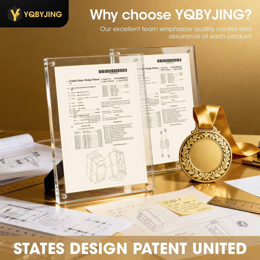 Solar disconnect switch award certificate display with YQBYJING branding