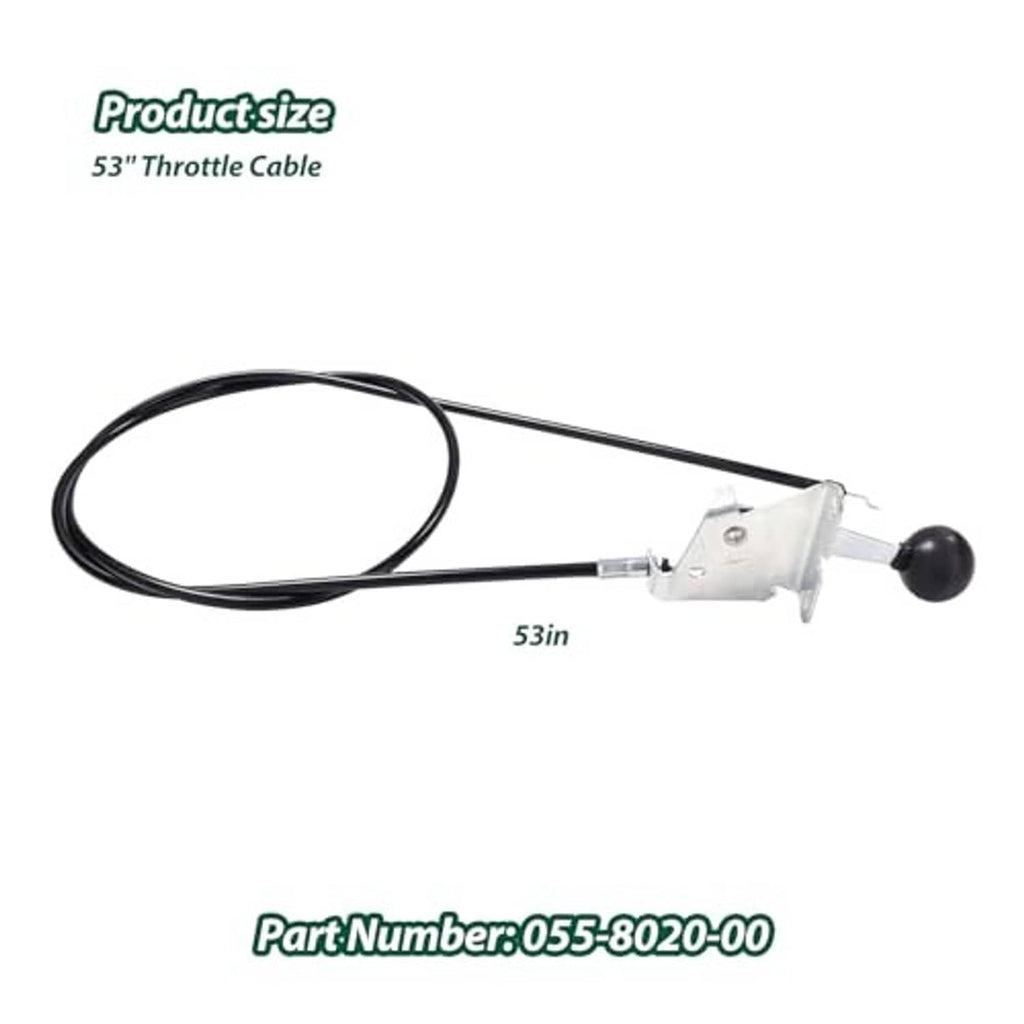 53 in throttle cable assembly with silver mounting bracket and black knob control