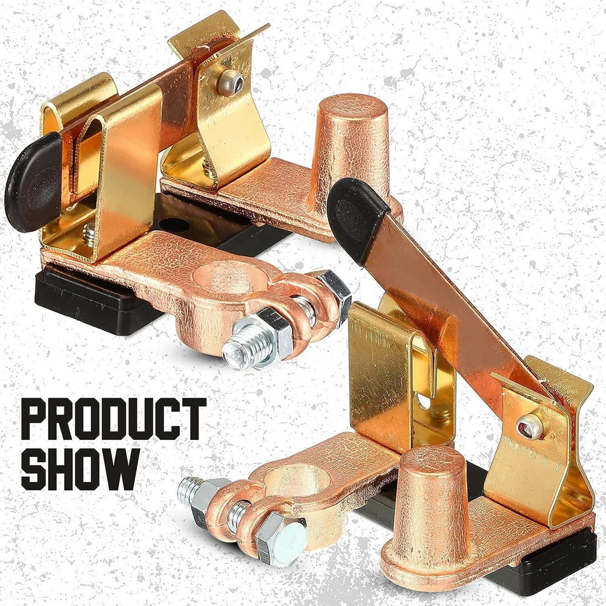 Knife blade battery disconnect switch for battery top post, copper terminals and clamps
