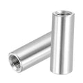Single stainless steel round connector nut with internal thread and smooth cylindrical body
