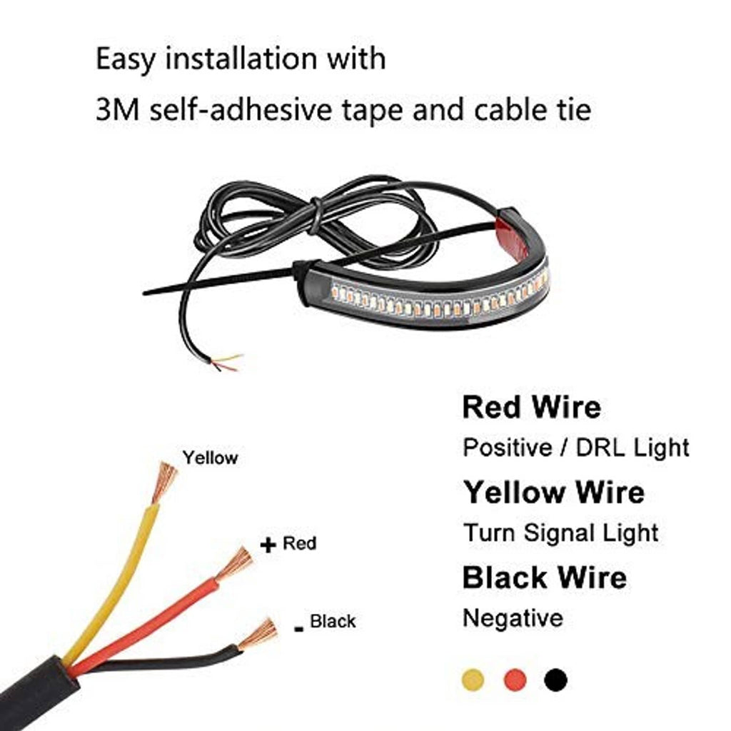 Dual-color LED fork turn signal lights with wiring and labeled connector colors