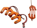 Orange nylon block and tackle hoist with rope loops and hooks