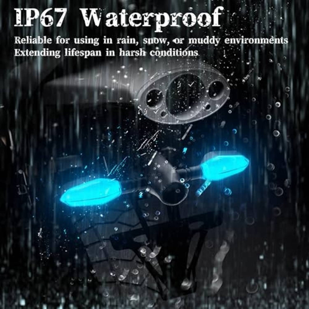 IP67 waterproof LED motorcycle turn signal projector lights with blue illumination