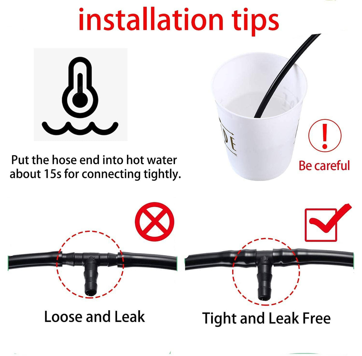 Black barbed irrigation connector for hose-to-tube tight seal