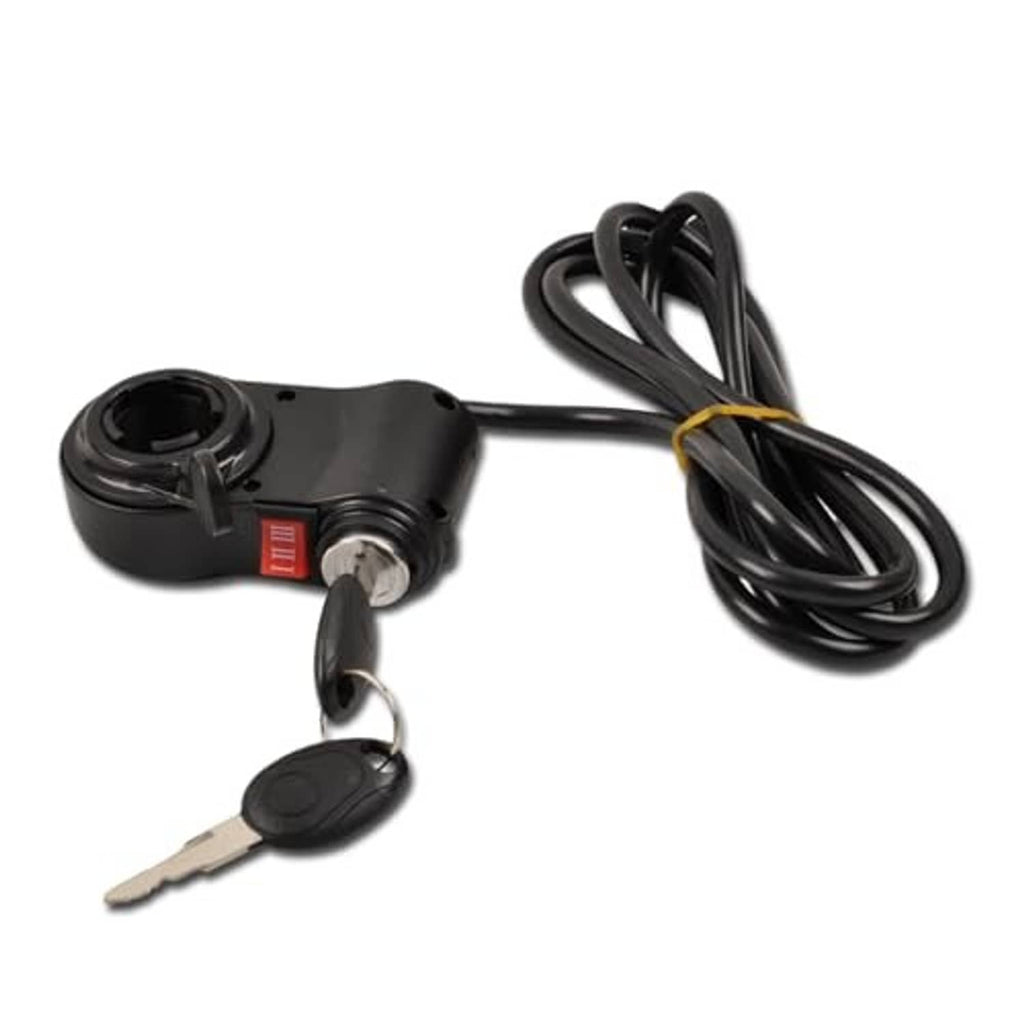 Three-speed thumb throttle switch with metal key cylinder and black cable