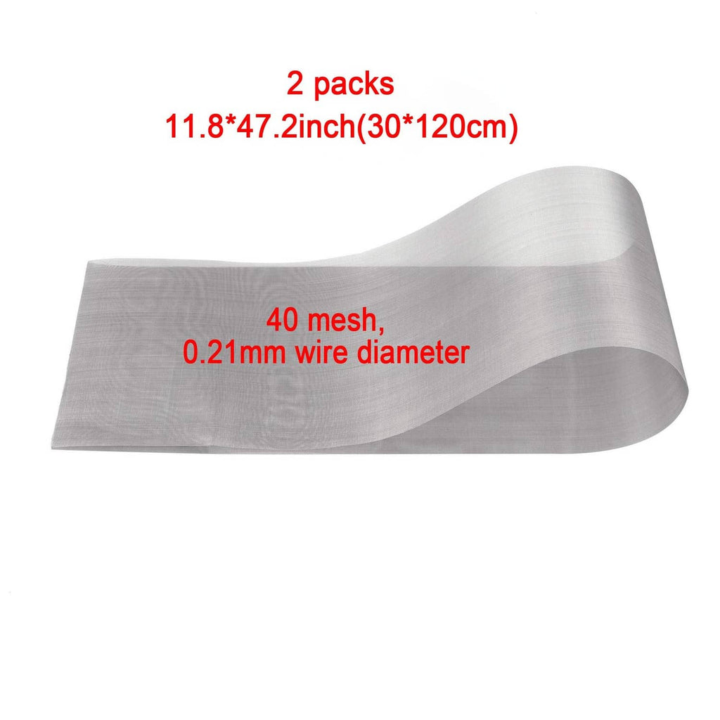 Stainless steel 40-mesh screen, silver wire mesh roll, 11.8 x 47.2 in, 0.21mm