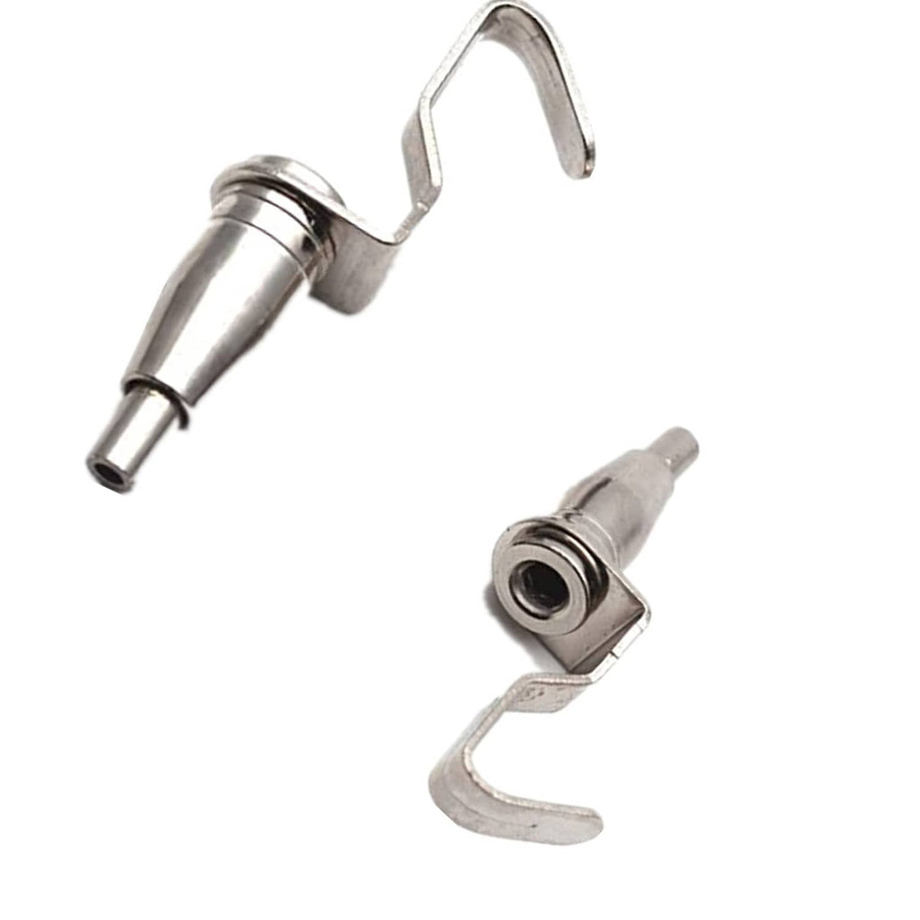 Metal adjustable display hook with screw base and curved hanging end, silver