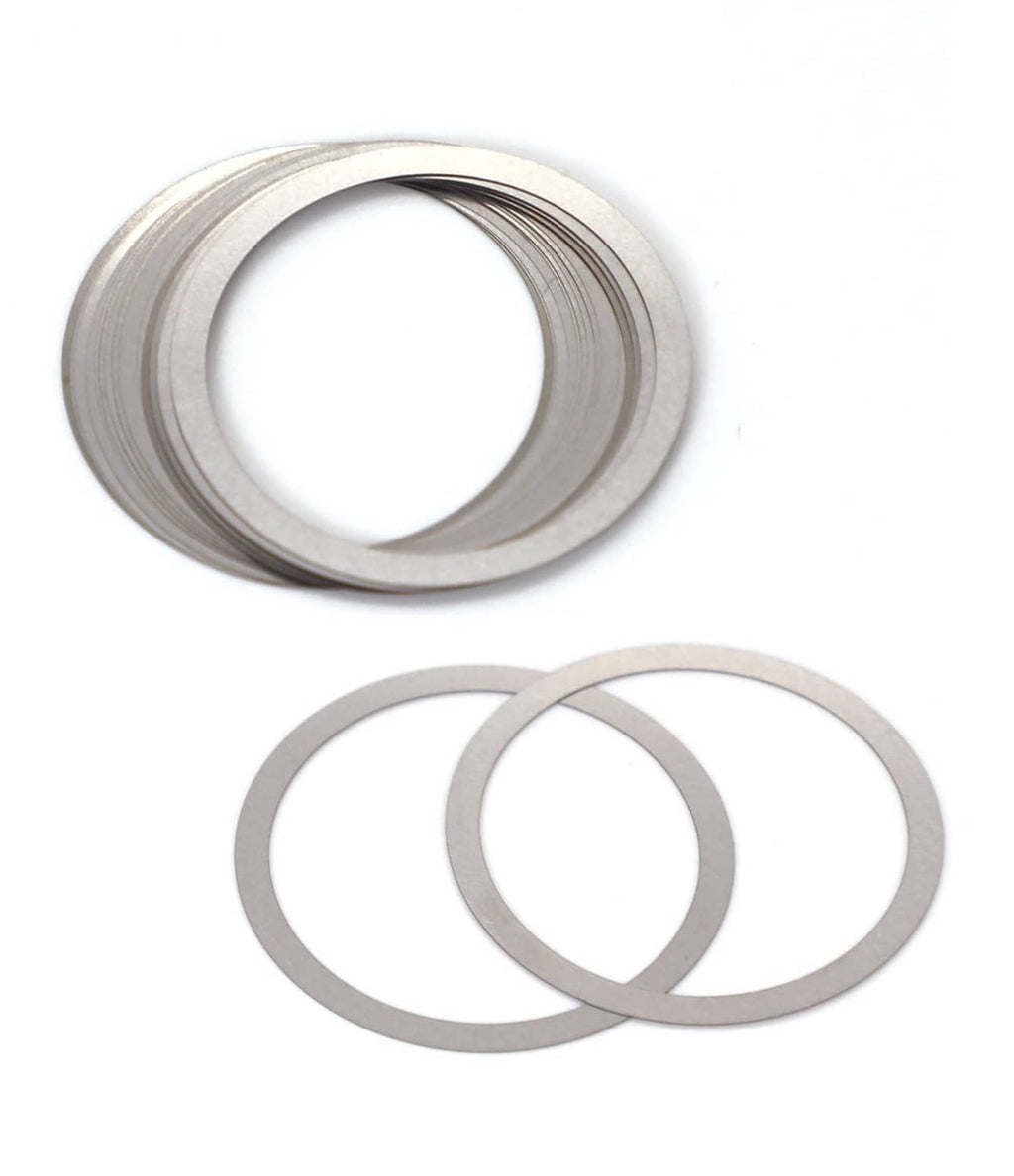 Gray shim rings, one ring stacked over two thin metal ring shims