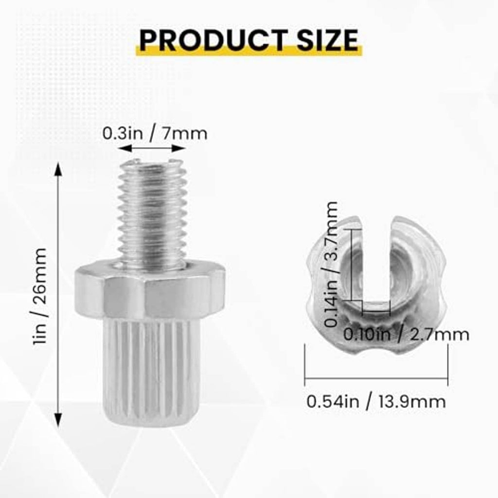 Threaded bike brake cable adjuster knob with hex collar, silver metal