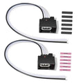 2-pack turn signal plug harness with black connectors and white wire leads, spare terminals
