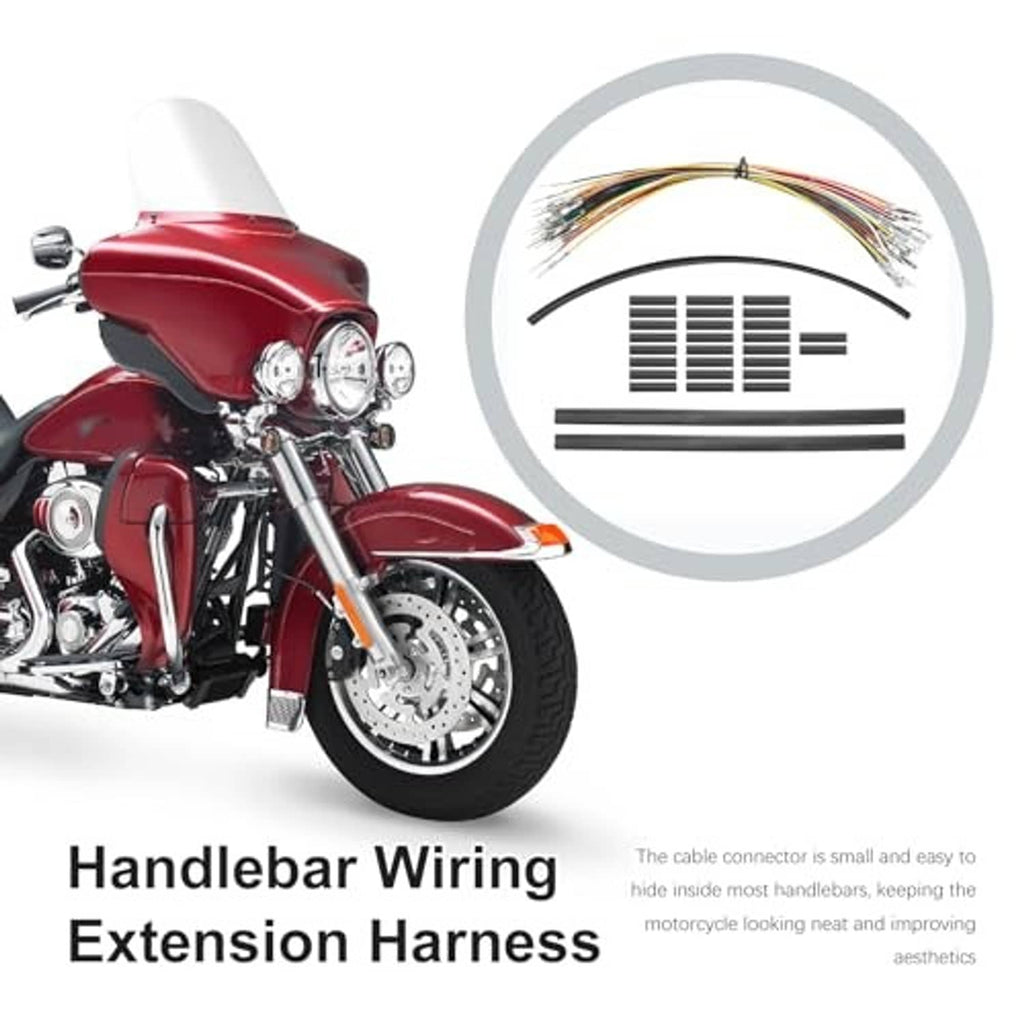 Handlebar wiring extension harness kit with bundled multicolor leads and black heat-shrink pieces