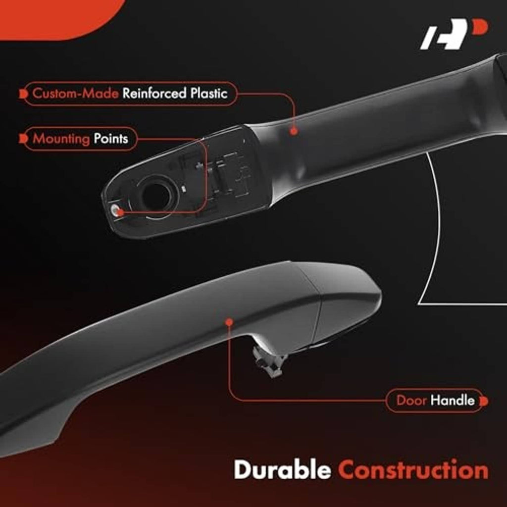 Front passenger exterior door handle underside with mounting points and tabs