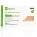 Sterile tan silicone foam border dressing, 2 in x 5 in, absorbent pad