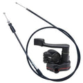 Black thumb throttle handle assembly with cable, brake lever style body and mounting screw