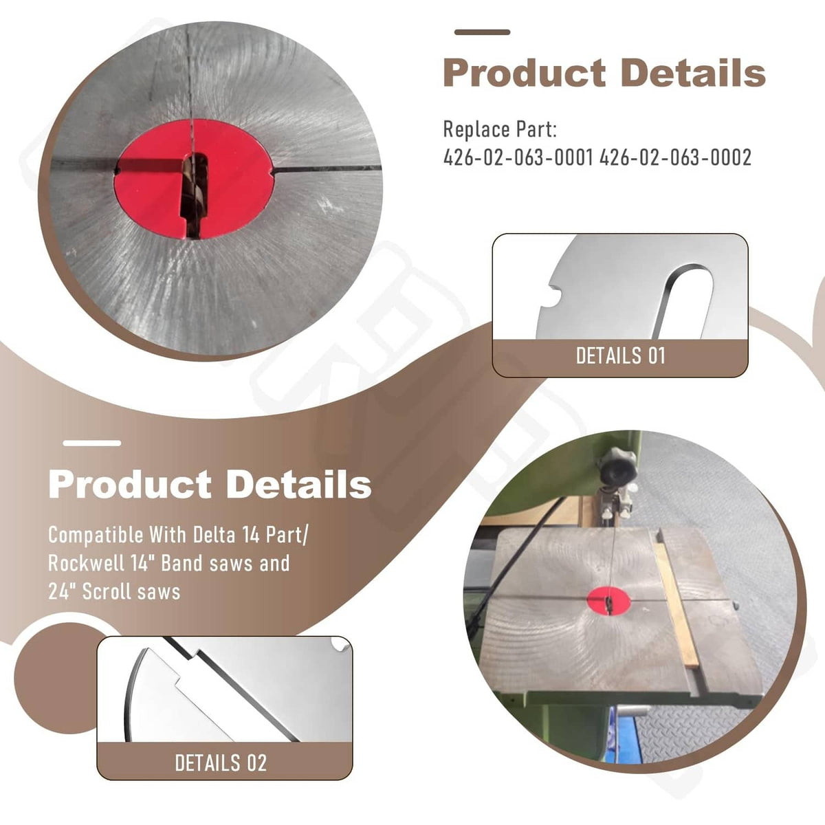 Circular metal insert with central handle slot and four mounting notches