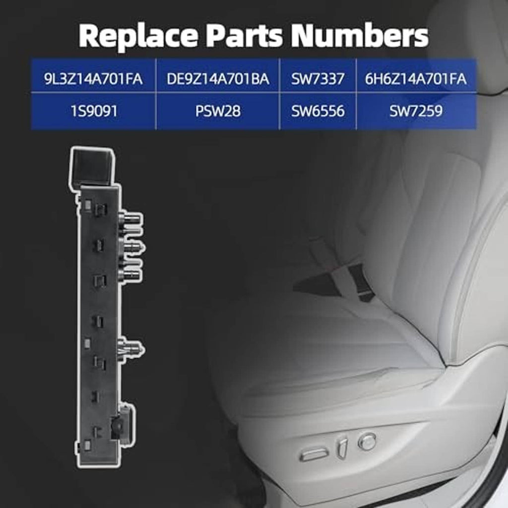 Power seat switch module replacement parts graphic with connector layout