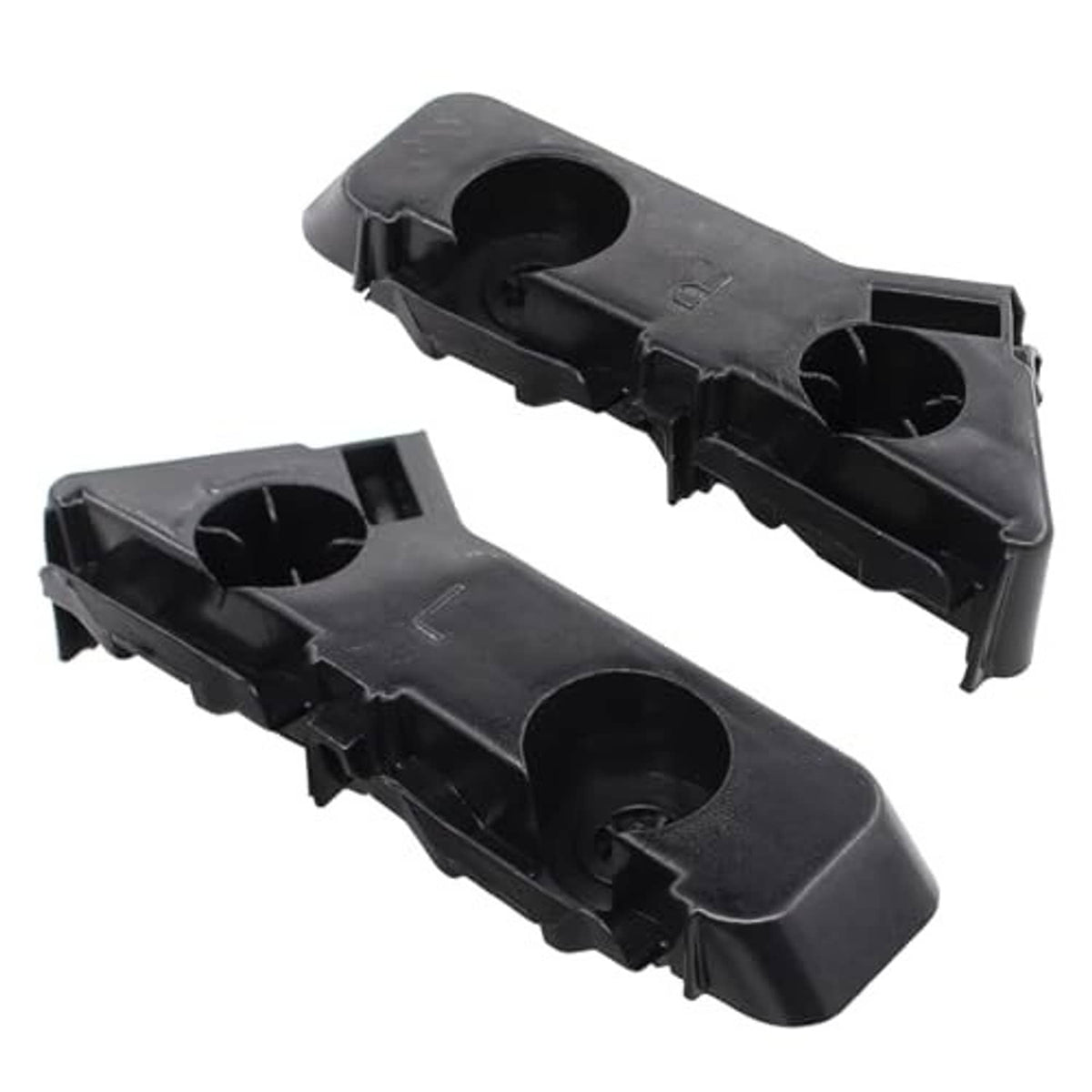 Front bumper side bracket mounts in dark gray and black plastic, angled profile