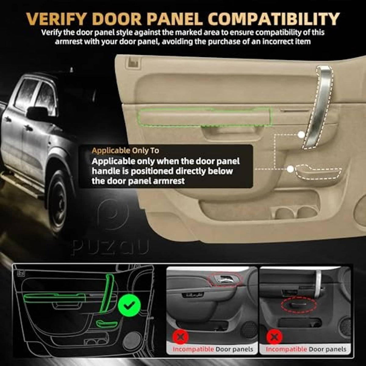 Beige driver-side armrest repair kit installed on car door panel