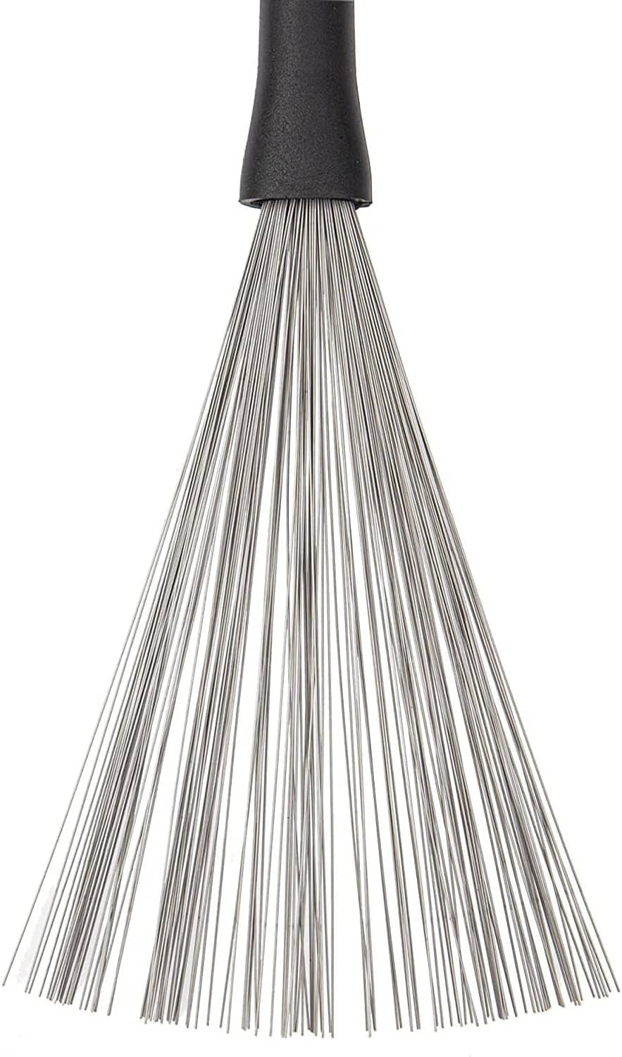 Drum wire brush head with dense steel bristles and black top grip