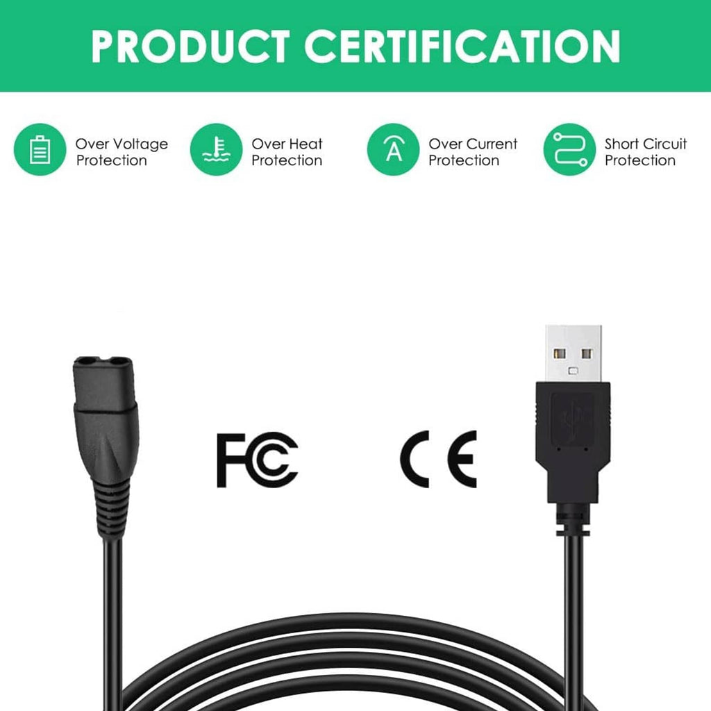 Black USB charging cable with USB-A connector and output plug