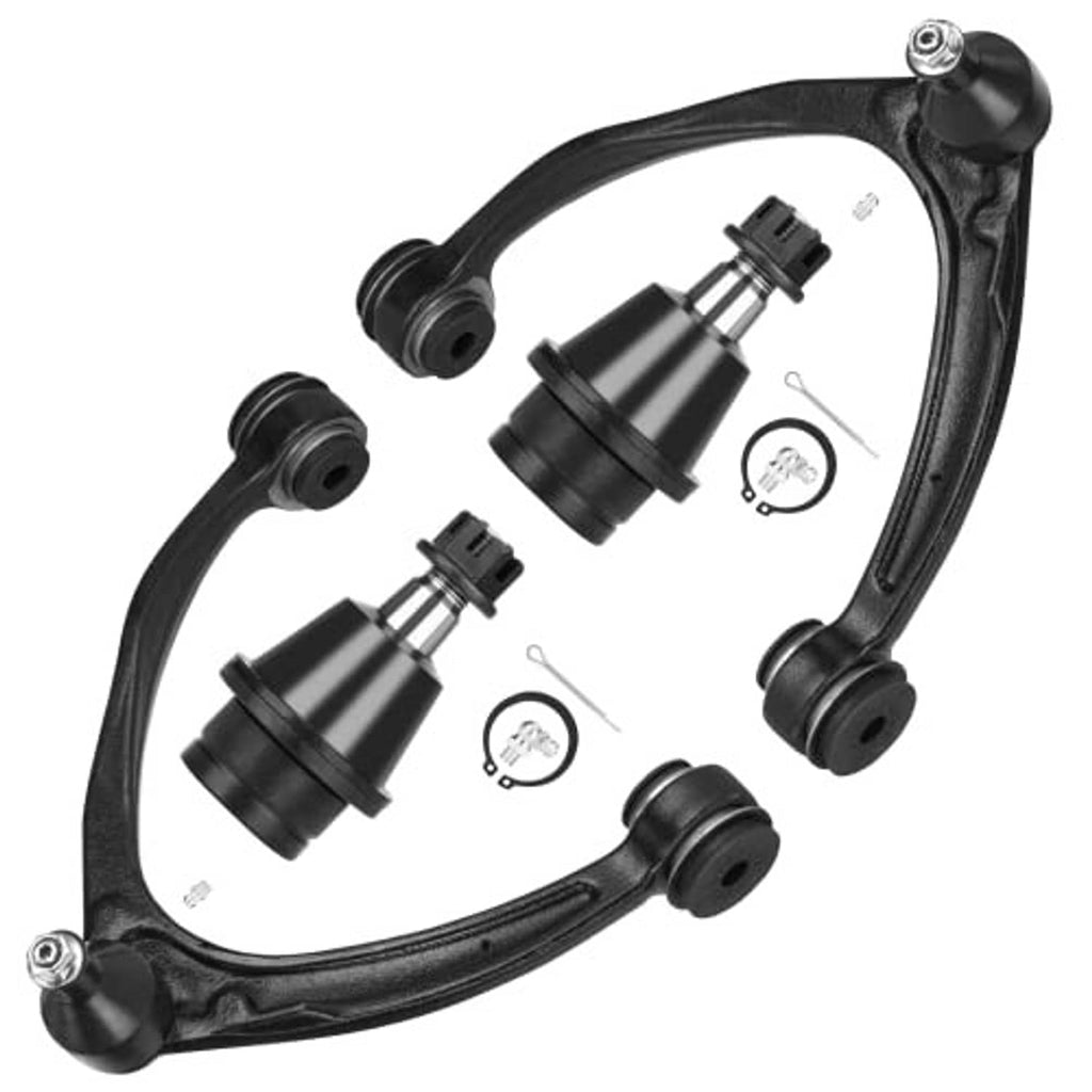 Front upper control arm kit with ball joints and bushings, black forged steel arm set