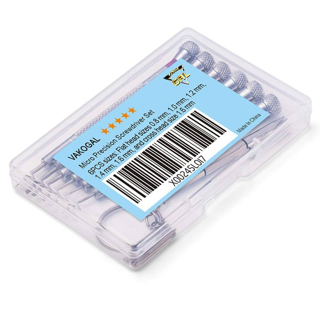 Micro precision screwdriver set in clear case with VAKOGAL label