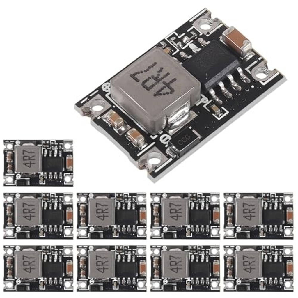 Set of step-down DC-DC power supply modules on PCB, multiple units shown