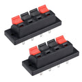 Speaker jack connector set: 4-way push-release spring terminals, black/red, 2 pieces