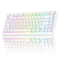 White 75% wireless mechanical keyboard with rotary knob, RGB backlit keys