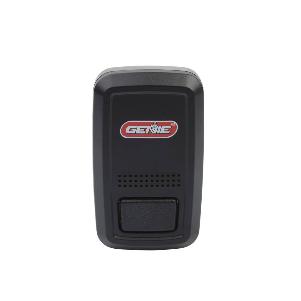 Genie door position sensor, black housing with speaker grille and textured button