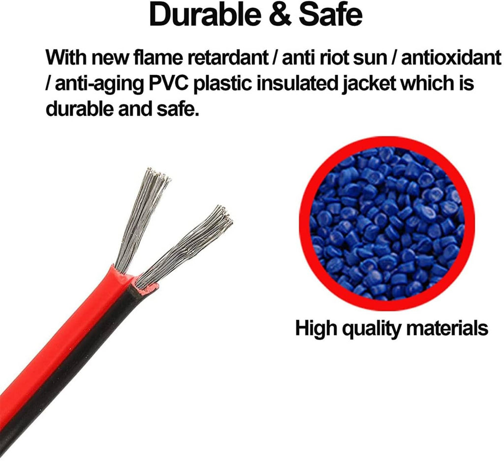 Red PVC insulated twin tinned copper wire with two exposed strand ends