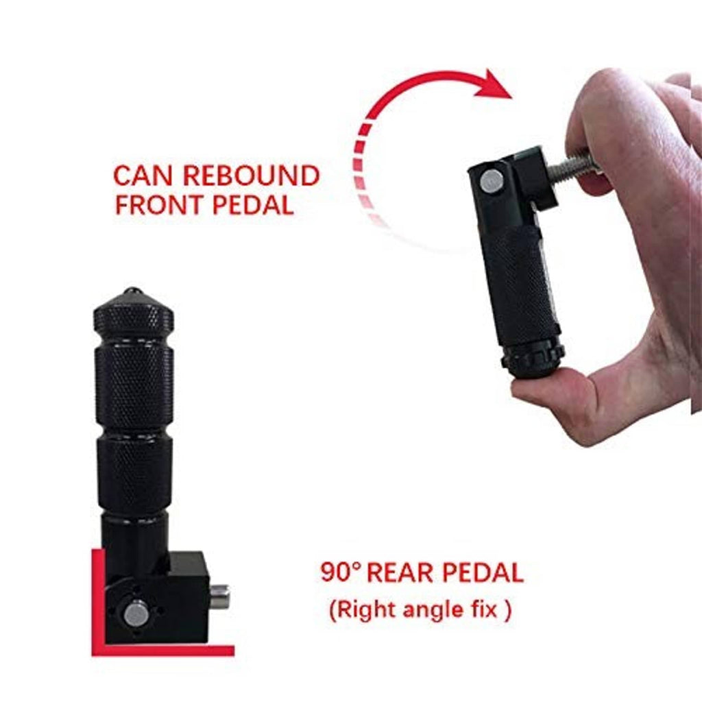 Foldable motorcycle foot peg with textured grip and metal bracket, pressed by hand