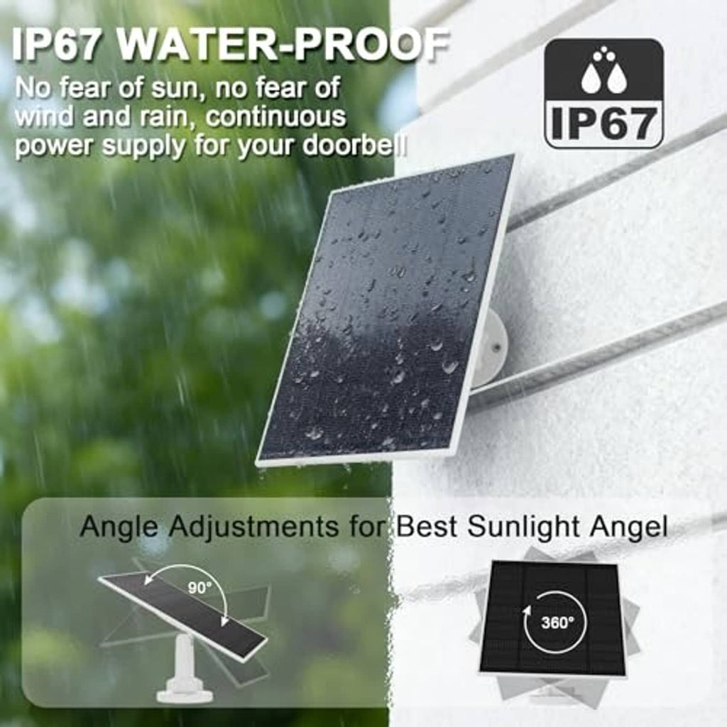 Weatherproof black solar panel with water droplets and adjustable mounting angle