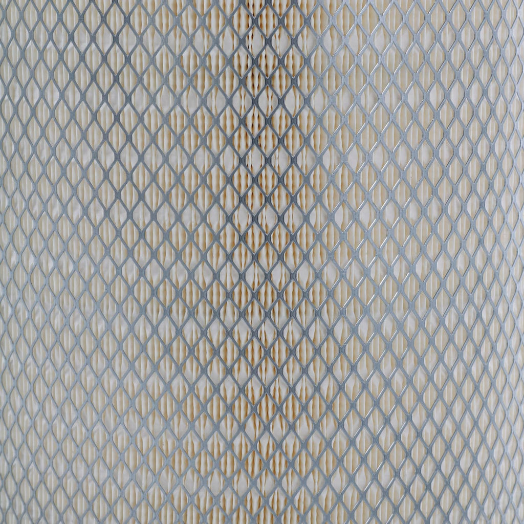 Close-up of pleated engine air filter mesh showing fine grid pattern