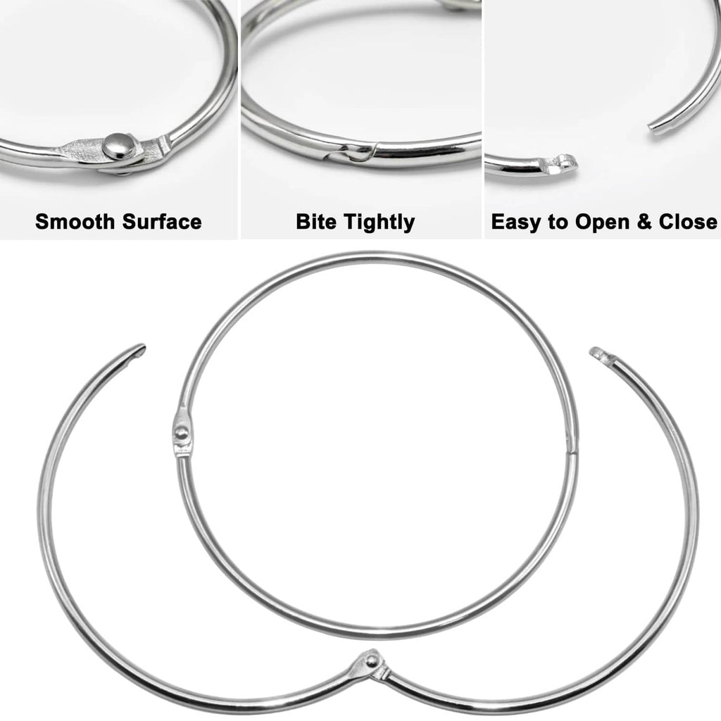 Extra-large binder rings with smooth finish and tight closed bite clasp