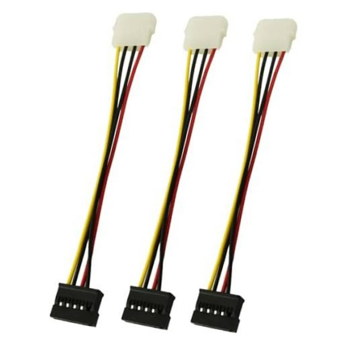 3-pack 4-pin IDE to SATA power adapter cables with white connectors, 20cm