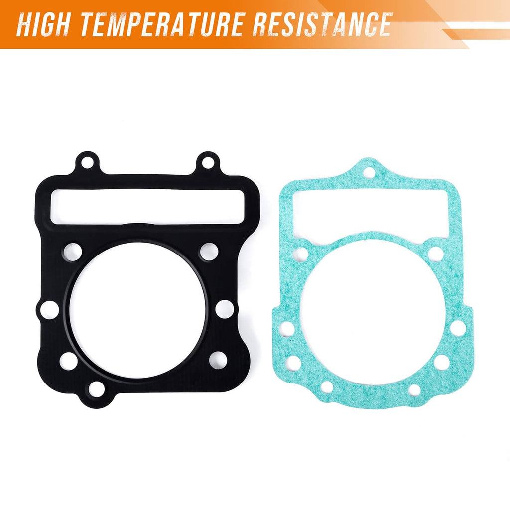 Head gasket set with cylinder base gasket, black seals, and teal gasket sheets
