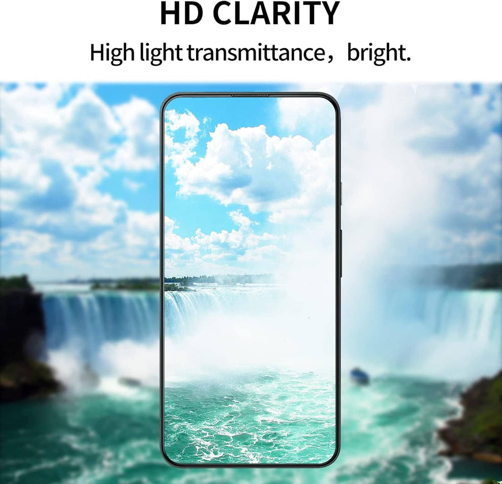 Smartphone screen with clear tempered glass protector for high definition viewing