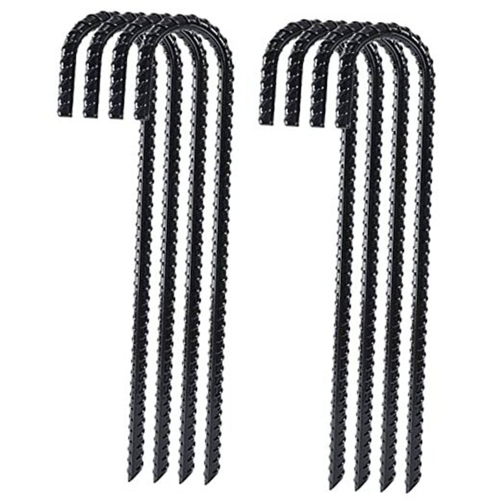 Black J hook rebar stakes, heavy-duty with curved hook heads, 8-pack set