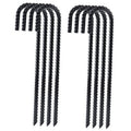 Black J hook rebar stakes, heavy-duty with curved hook heads, 8-pack set