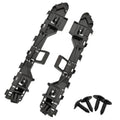 Pair of black front bumper brackets, left and right, with mounting clips