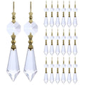 Set of clear faceted crystal drop connectors with gold caps and top hanging loop