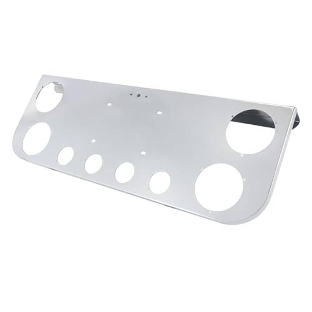 Stainless steel rear center light panel with circular cutouts and bolt holes