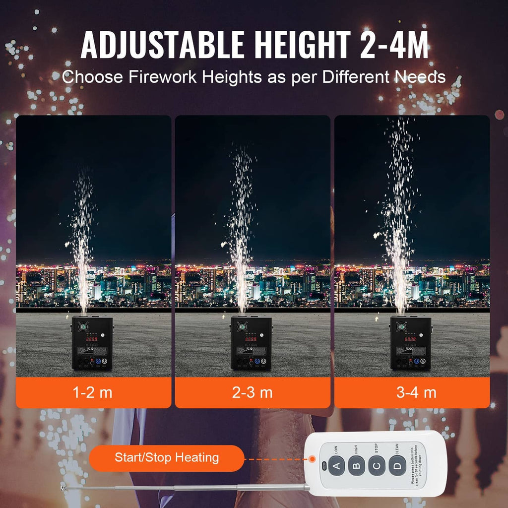 Cold spark firework machine front control panel with display and buttons